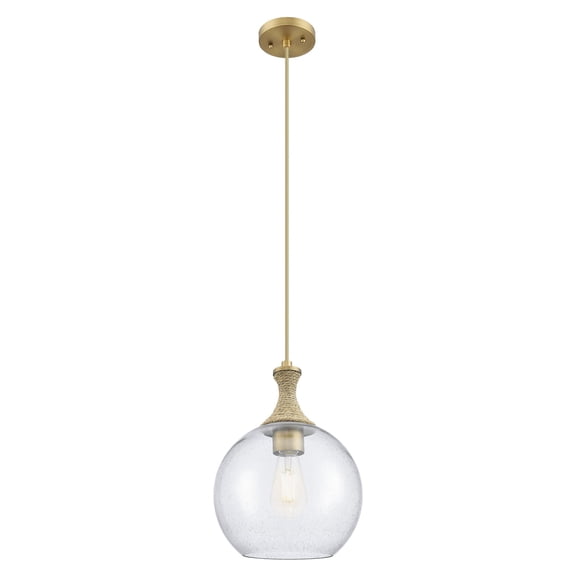 415-1PR-BB-G124-10 Innovations Lighting Astor - 1 Light Cord Hung Mini Pendant-10 Inch Wide and 13.75 Inch Tall-Brushed Brass Finish-Seedy Glass Color