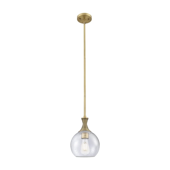415-1S-BB-G124-8 Innovations Lighting Astor - 1 Light Stem Hung Mini Pendant-11.75 Inch Tall and 8 Inch Wide-Brushed Brass Finish-Seedy Glass Color