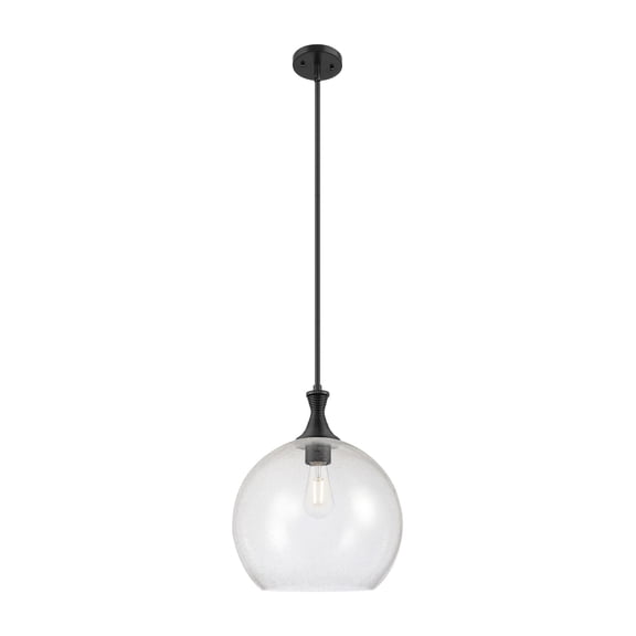 415-1S-BK-G124-14 Innovations Lighting Astor - 1 Light Stem Hung Pendant-18.38 Inch Tall and 14 Inch Wide-Matte Black Finish-Seedy Glass Color