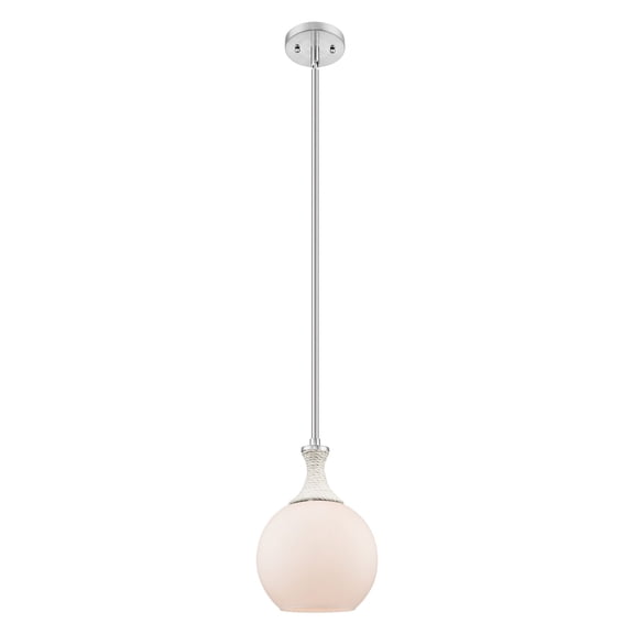 415-1SR-SN-G121-8 Innovations Lighting Astor - 1 Light Stem Hung Rope Mini Pendant-11.75 Inch Tall and 8 Inch Wide-Satin Nickel Finish-Matte White