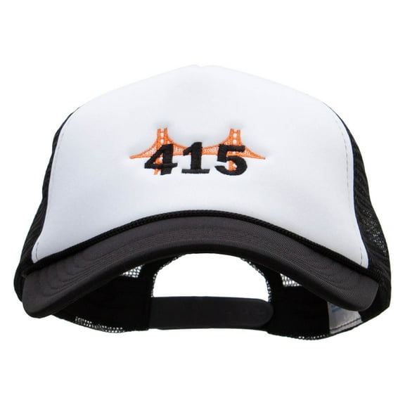 415 Embroidered Summer Foam Mesh Trucker Cap - Black White OSFM