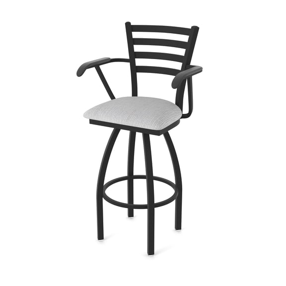 415 Jackie with Arms 36" Swivel Bar Stool with Black Wrinkle Finish and Graph Alpine Seat