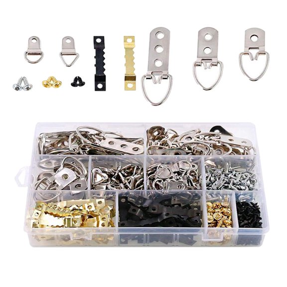 415 Pcs Photo Hanging Hooks , 7 Model Hanger Hooks with Screws for Office Family Photo Picture Painting Hanging Assorted Types