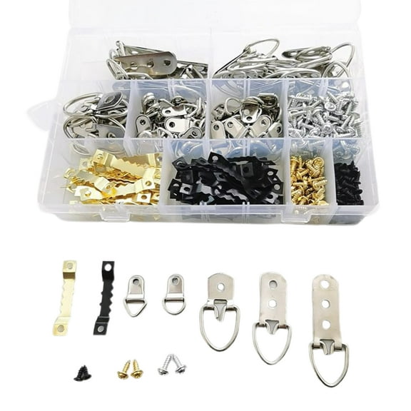 415Pcs Picture Hangers Assortment Kit with Screws Heavy Duty D-Ring Sawtooth Hooks Photo Hanging Hardware for Painting