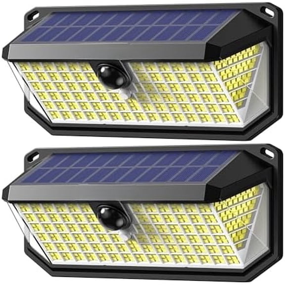 416 LED Solar Lights Outdoor Waterproof, 300° Angle & 3 Lighting Modes Motion Sensor Outdoor Lights, 2 Pack Solar Powered Flood Wall Lights IP66 for Home Patio Fence Yard Deck Garage Street