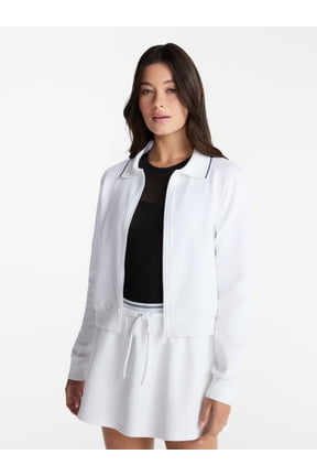 Women's and Women's Plus Zip Front Pique Knit Jacket, Sizes XS-4X