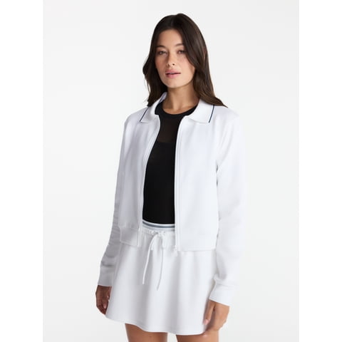 Women's and Women's Plus Zip Front Pique Knit Jacket, Sizes XS-4X