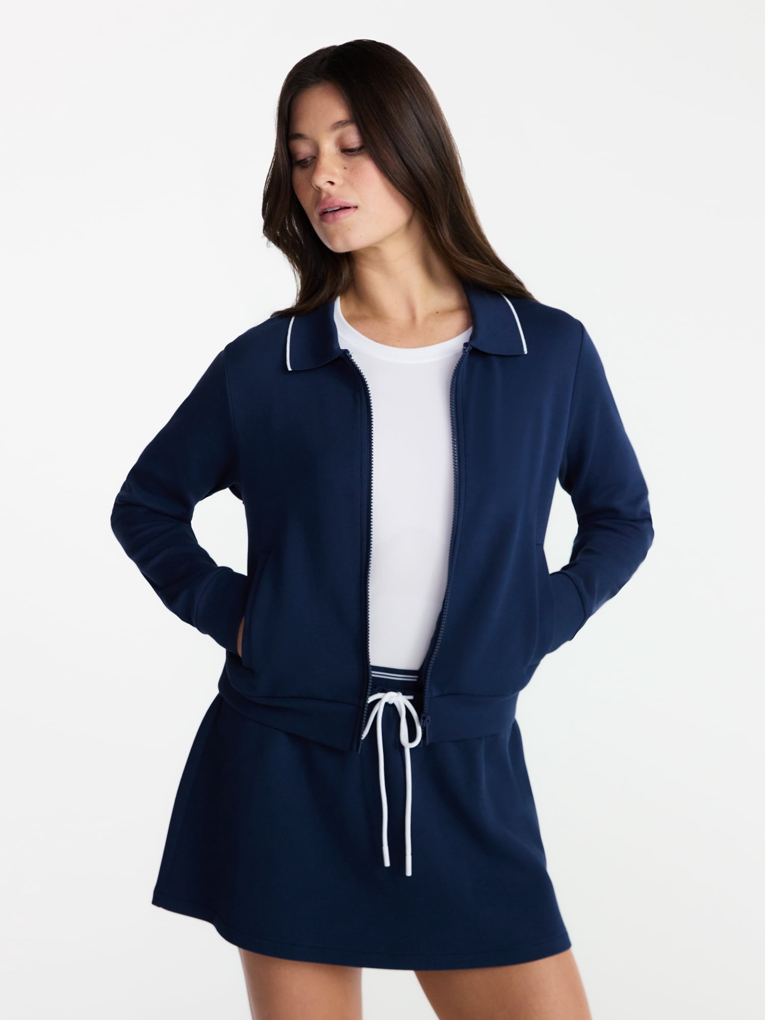 Avia Women's and Women's Plus Zip Front Pique Knit Jacket, Sizes XS-4X