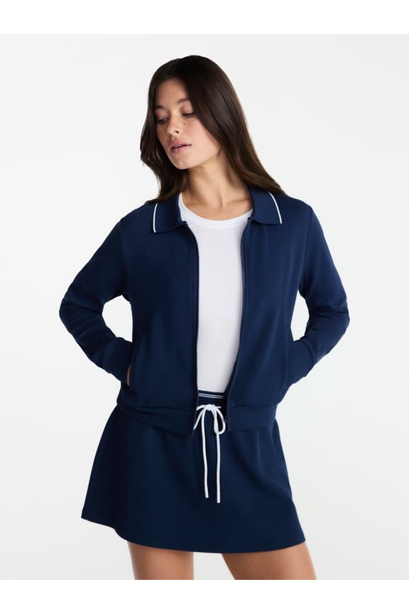 Women's and Women's Plus Zip Front Pique Knit Jacket, Sizes XS-4X