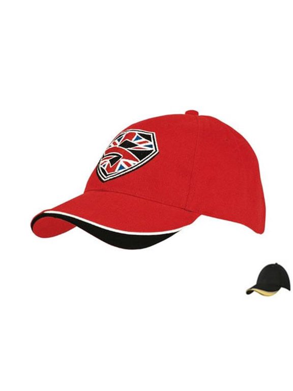 4167BL-WH-GO Indent Peak Cap - Black/White/Gold - Structured 6 Panel - Stylish Design