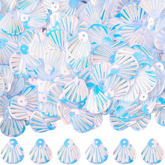 416Pcs Shell Shaped Sequins Seashell Shape Golden White 2 Holes Sequin Loose Shells Paillette Scales Spangle Bulk DIY