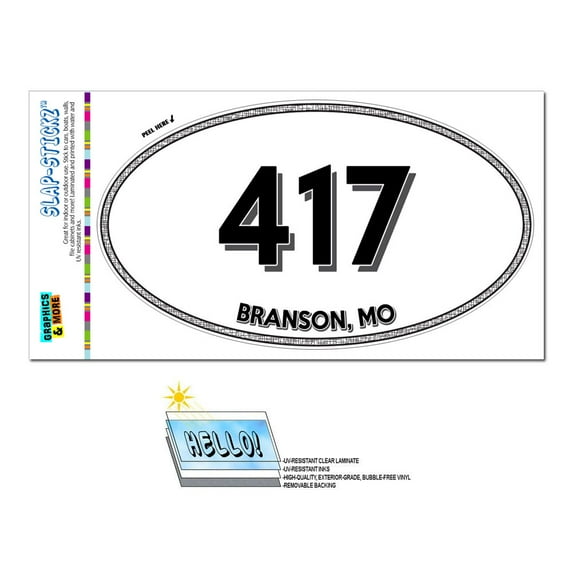 417 - Branson, MO - Missouri - Oval Area Code Sticker