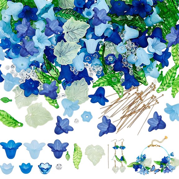 417 Pieces Acrylic Assorted Beads Kit Acrylic Flower And Leaf Beads Jewellery Making Accessories Set For Jewellery Making Crafts Earrings Necklaces