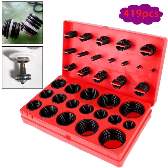 419PCS SAE Metric Rubber O-Ring Washer Assortment Kit Automotive Storage Case ORing Set 32 SAE Sizes