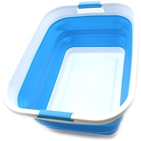 41L (10.8 gallon) Collapsible Plastic Laundry Basket - Foldable Pop Up Storage Container/Organizer - Portable Washing Tub - Space Saving Hamper/Basket (Rectangular, Sky Blue)