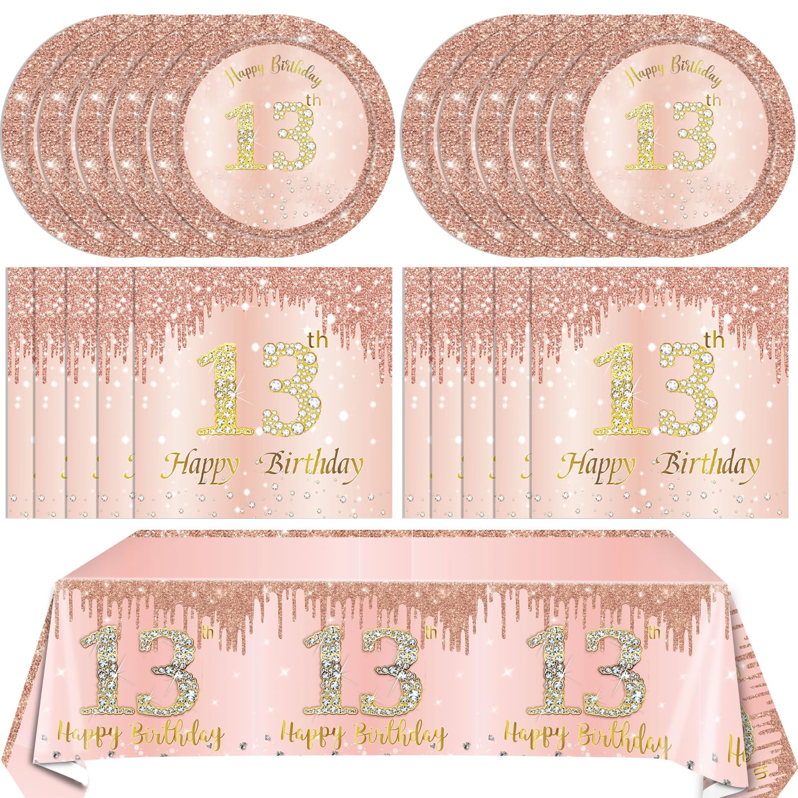 41PCS 13th Birthday Decorations SBF3 Rose Gold Theme 13 Year Old Girl — free download