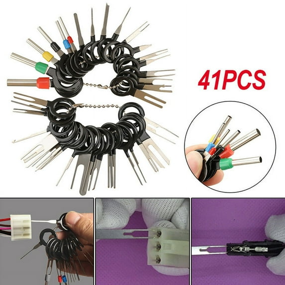 41PCS Auto Terminals Removal Tool Terminal Removal Tool Kit for Car Wire Connector Pin Release Extractor Tools Set for Most Connector Terminal