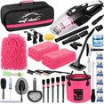 thumbnail image 1 of 41Pcs Car Cleaning ash Kit Interior Detailing Cleaner Kit ith High Poer Handheld Vacuum, Collapsible Bucket, indshield Tool, Sno Shovel, Tire Brush, Complete Car Care Tools, Pink, 1 of 3