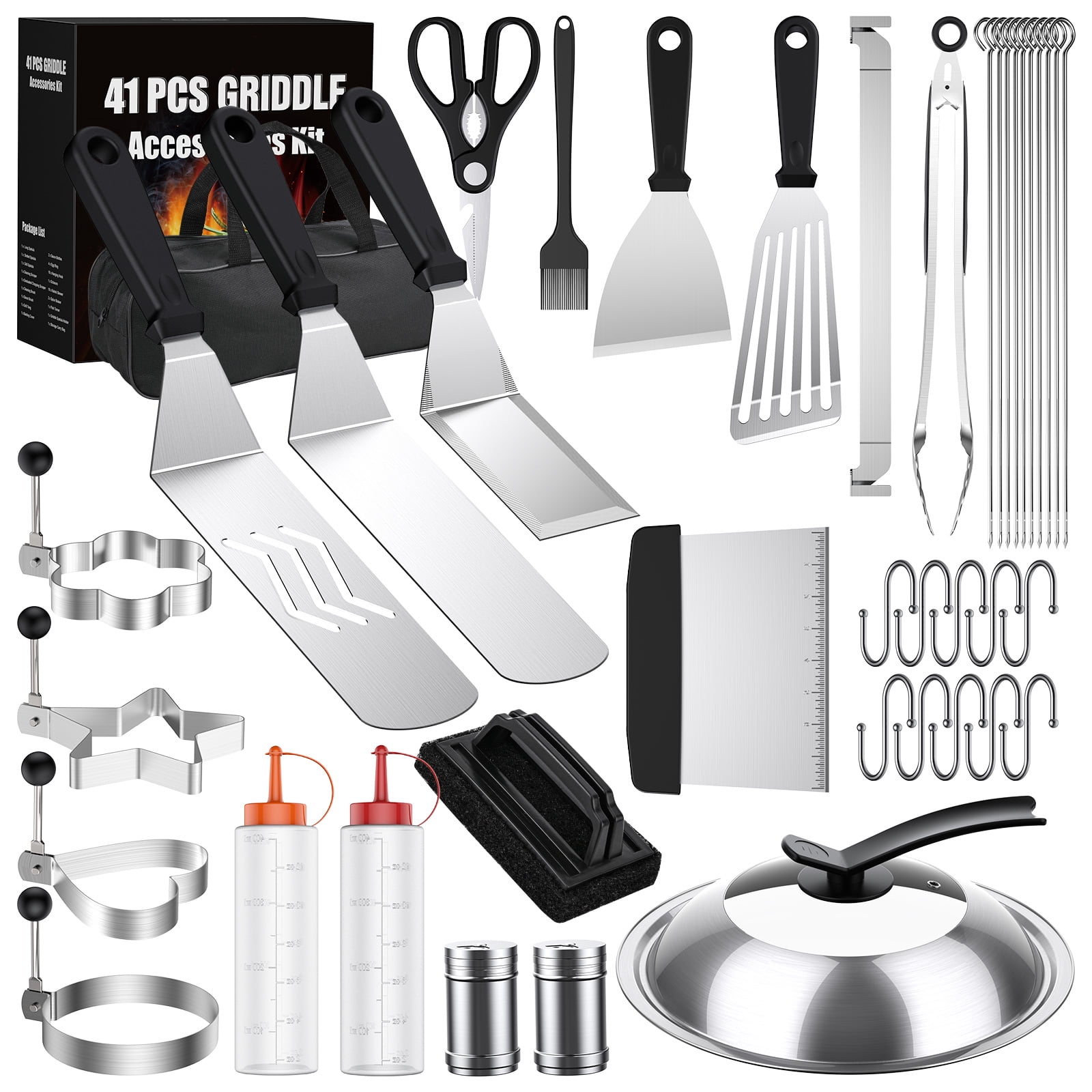 Royal Gourmet TF1407 14pcs Stainless Steel Grilling Accessories Set, BBQ  Tools Kit with Nylon Bag, Best for Outdoor Cooking, Camping, Backyard