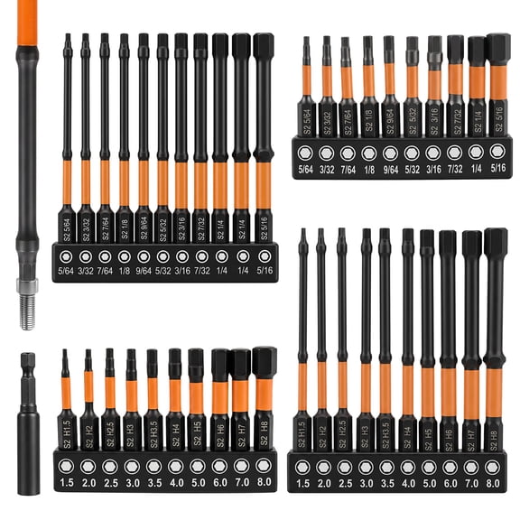 41Pcs Hex Bit Set, Dual Length Design, Precision CNC Machined, Resist Rust, for Impact Drill Home Auto and Industrial Repair