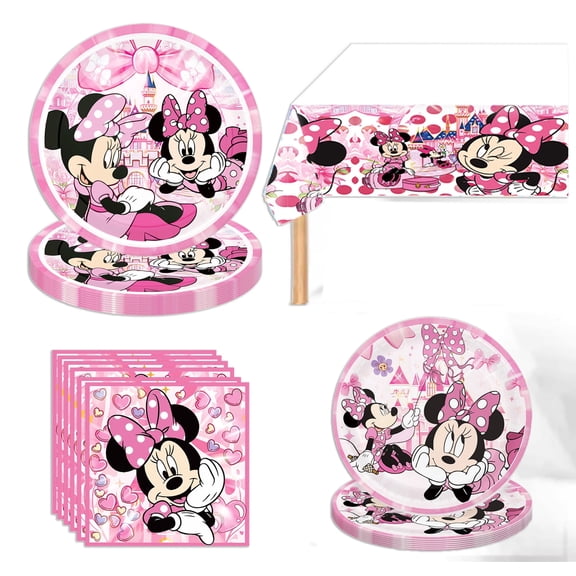 41Pcs Mickey Birthday Party Supplies, 20 Plates, 20 Napkins and 1 Tablecover for Mickey Party Decorations