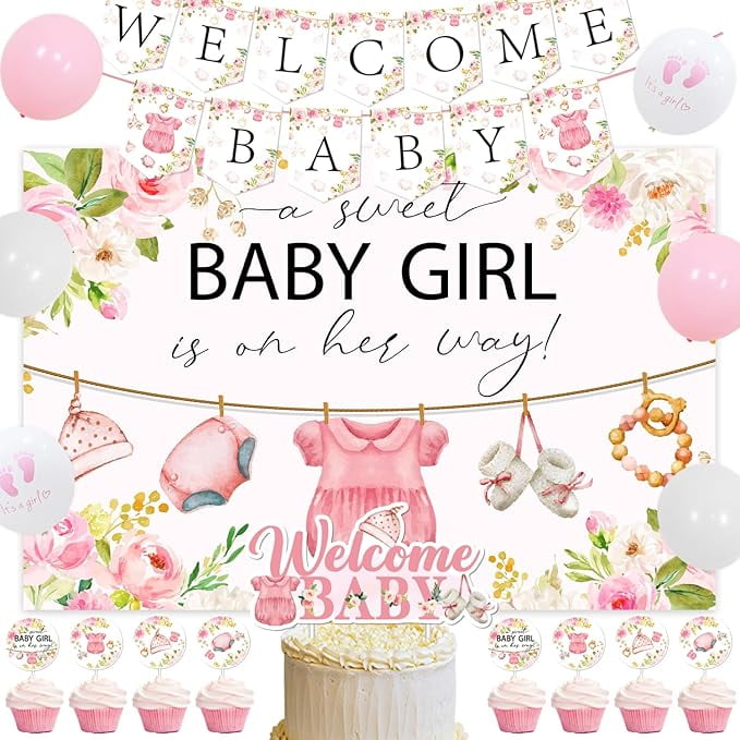 Jackson's Shop Pink Bow Baby Shower Welcome Sign - Sweet Bow Poster For Girl Baby Shower Decor (No Frame Or Canvas)