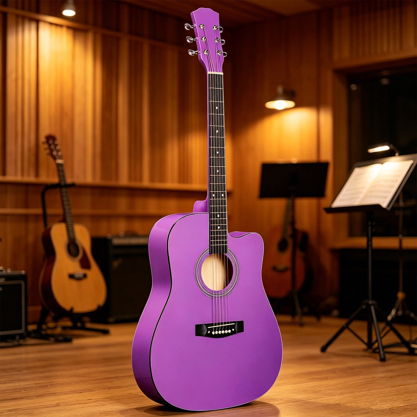 41in Acoustic Guitar With Pick, Strings, Capo, Gig Bag, Tuner, Wrench Tool, And Shoulder Strap
