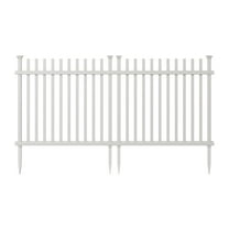 41in H x 44in W (2 Panels) No Dig Zippity Burbank Fence Panel Kit, No Dig Fence Panels, White Vinyl Fences for Yard, Temporary Fence for Backyard, White Picket Fence Garden Border, DIY Fence ZP19057