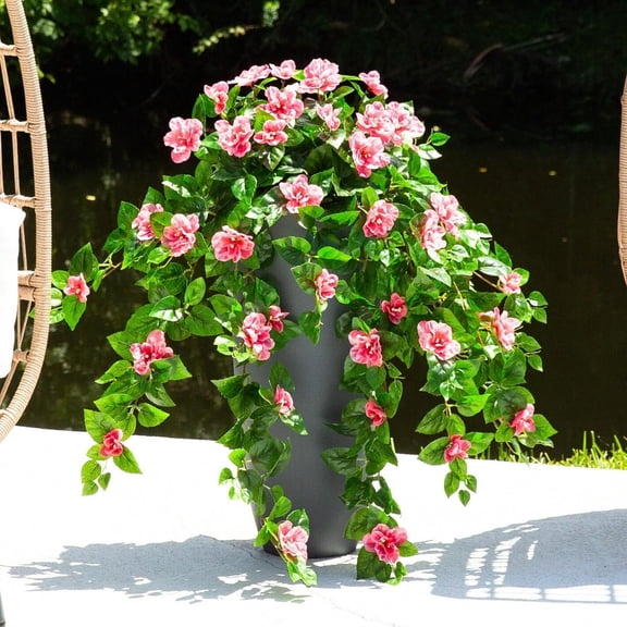 41in. UV Resistant Artificial Azalea Hanging Plant (Indoor/Outdoor) - Set of 2