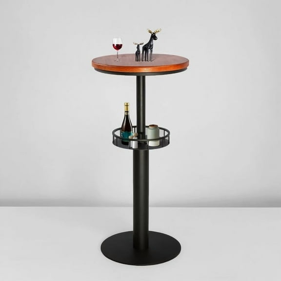 41inch Vintage Bar Table Industrial Pub Table with Metal Shelf for Storage Farmhouse Bistro Tables Wooden Top Cocktail Table for Home Office Cafe House Kitchen Dining Room