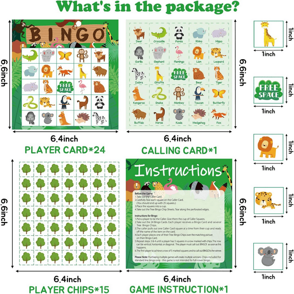 MALLMALL6 Jungle Animals Bingo Game Party Favors Gifts, Mixed Matching Animal Games ,41pcs
