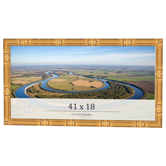 41x18 Frame Gold Bamboo Solid Wood Picture Frame | 1 Inch Moulding Width | Interior Frame Depth