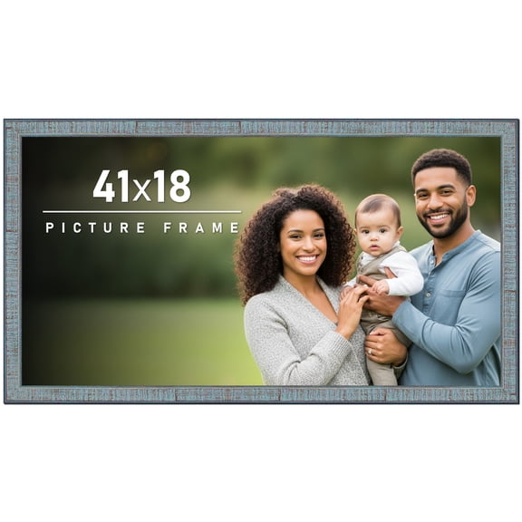 41x18 Frame Rustic Sky Blue Solid Wood Picture Frame | 0.75 Inch Moulding Width |Includes UV