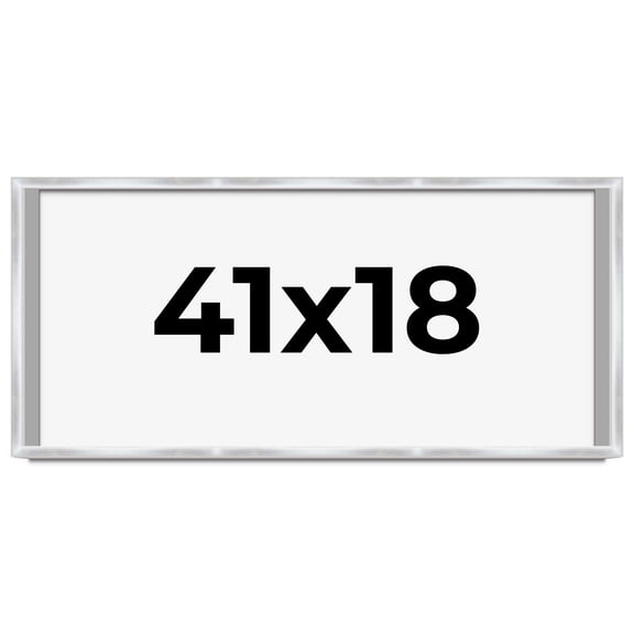 41x18 Frame Silver Whitewashed Wood Grain Solid Wood Shadow Box | 0.75 Inch Moulding Width | 0.75