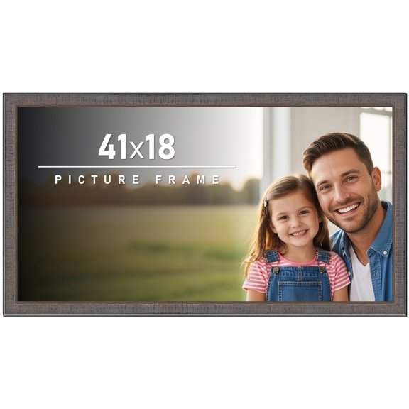 41x18 Frame Slate Blue Distressed Rustic Solid Wood Picture Frame | 0.75 Inch Moulding Width |