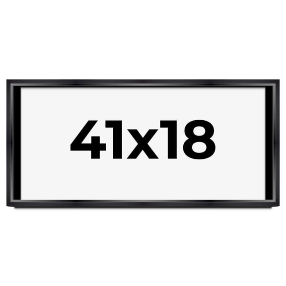 41x18 Shadow Box Frame Black | 1.25 inches Deep Real Wood Contemporary Shadowbox Display Frame | UV