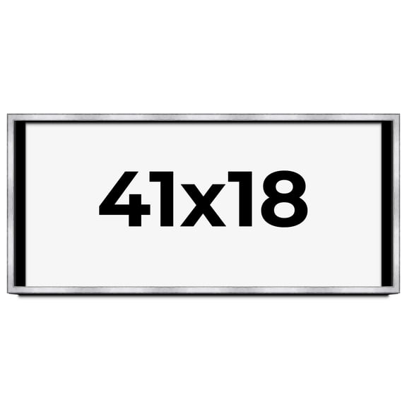 41x18 Shadow Box Frame Silver | 1.375 Inches Deep Real Wood Contemporary Shadowbox Display Frame |