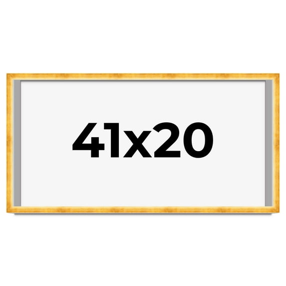 41x20 Shadow Box Frame Gold | 1.625 Inches Deep Real Wood Traditional Shadowbox Display Frame | UV