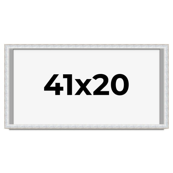 41x20 Shadow Box Frame Silver | 1.625 Inches Deep Real Wood Contemporary Shadowbox Display Frame |