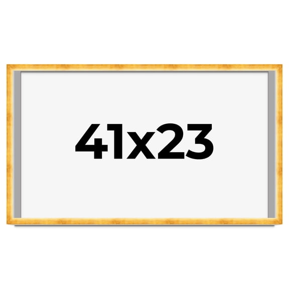 41x23 Shadow Box Frame Gold | 1.625 Inches Deep Real Wood Traditional Shadowbox Display Frame | UV