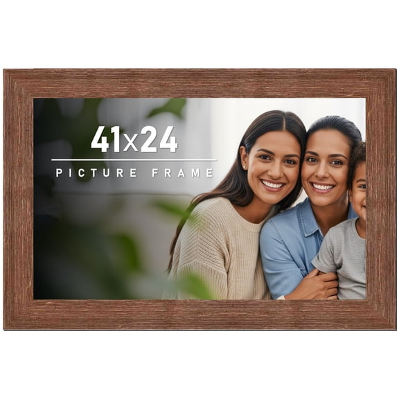 41x24 Frame Brown Distressed Barnwood Picture Frame | Rustic Farmhouse Photo Frame Includes UV