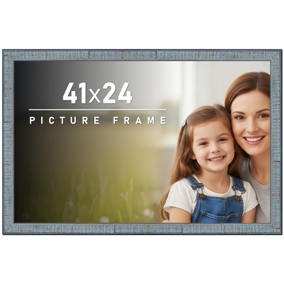 41x24 Frame Rustic Sky Blue Solid Wood Picture Frame | 0.75 Inch Moulding Width |Includes UV