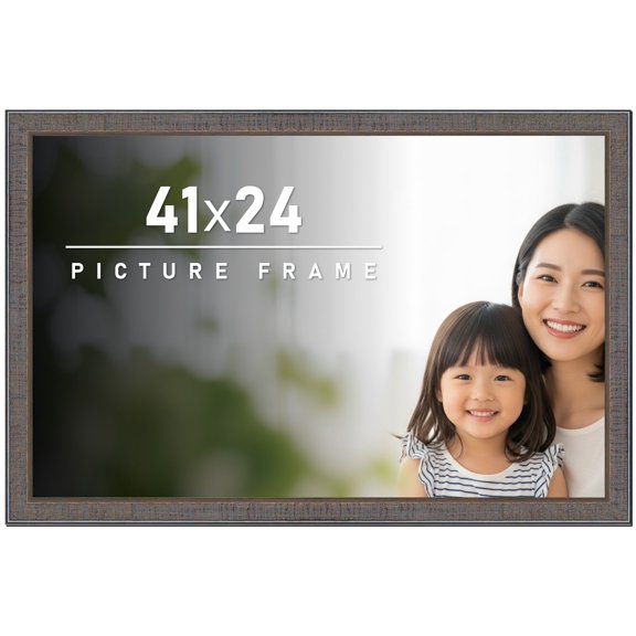 41x24 Frame Slate Blue Distressed Rustic Solid Wood Picture Frame | 0.75 Inch Moulding Width |