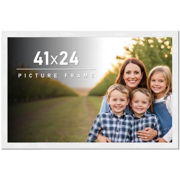 41x24 Frame White Solid Wood Picture Frame Includes UV Acrylic Shatter Guard Front, Acid Free Foam