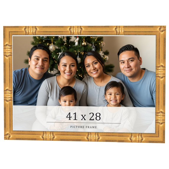 41x28 Frame Gold Bamboo Solid Wood Picture Frame | 1 Inch Moulding Width | Interior Frame Depth