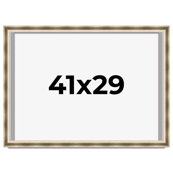 41x29 Shadow Box Frame Silver | 1.75 inches Deep Real Wood Traditional Shadowbox Display Frame | UV