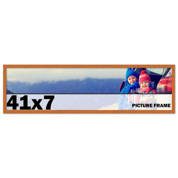 41x7 Frame Honey Pecan Brown Picture Frame - Modern Photo Frame Includes UV Acrylic Shatter Guard