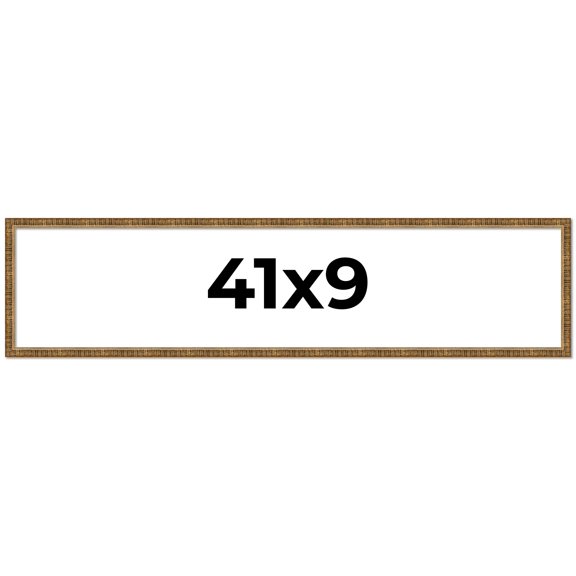 41x9 Frame Gold Solid Wood Picture Frame - Complete Modern Photo Frame Includes UV Acrylic