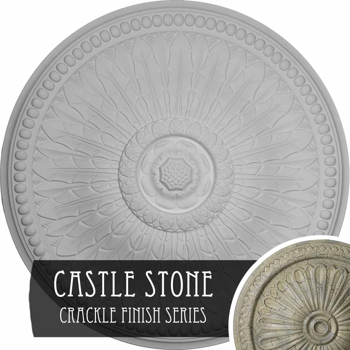 42 1/2"OD x 4 5/8"P Springtime Ceiling Medallion (Fits Canopies up to 9 3/8"), Hand-Painted Castle Stone Crackle