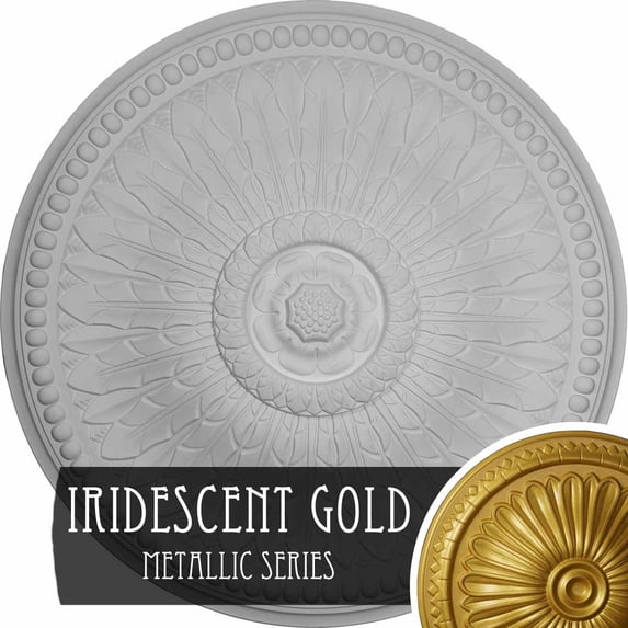 42 1/2"OD x 4 5/8"P Springtime Ceiling Medallion (Fits Canopies up to 9 3/8"), Hand-Painted Iridescent Gold